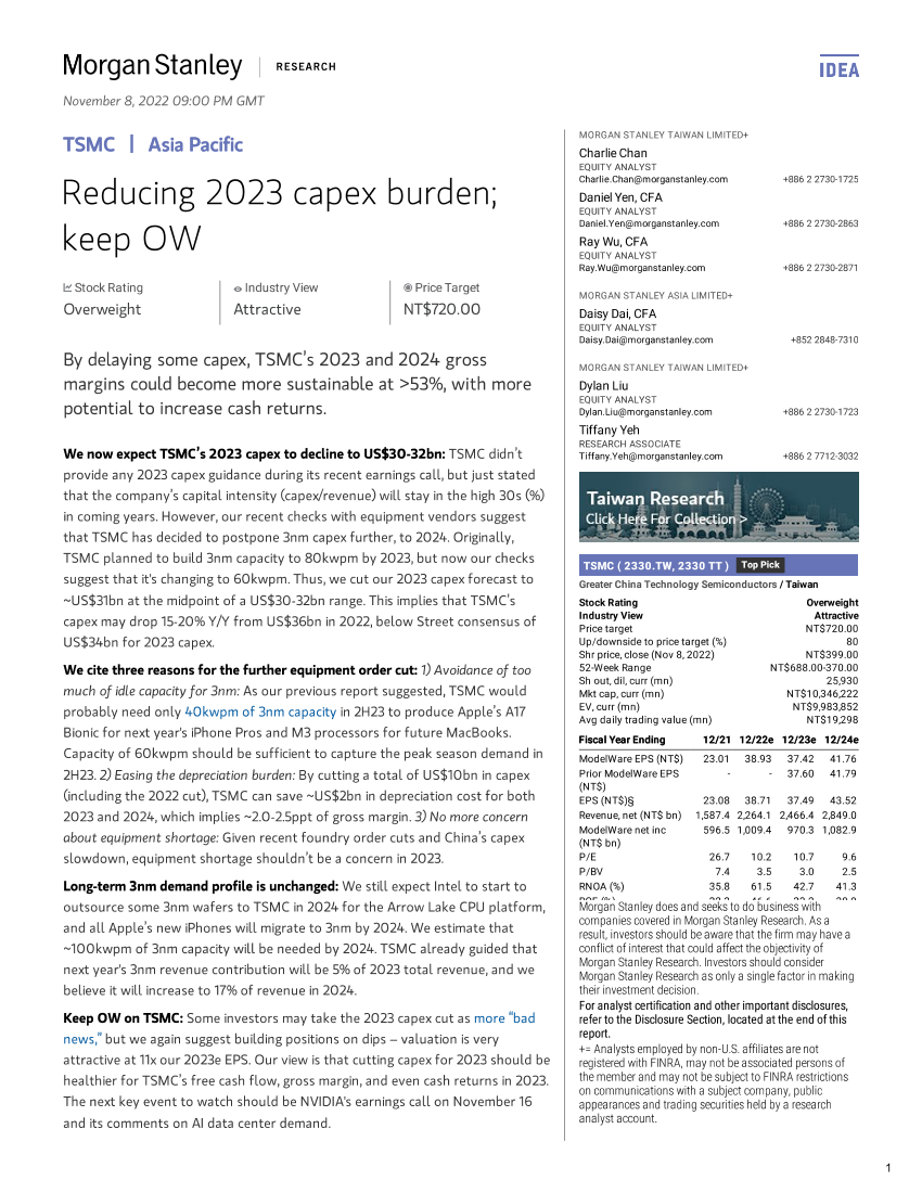 2022-11-08-2330.TW-Morgan Stanley-TSMC Reducing 2023 capex burden; keep OW-991320882022-11-08-2330.TW-Morgan Stanley-TSMC Reducing 2023 capex burden; keep OW-99132088_1.png